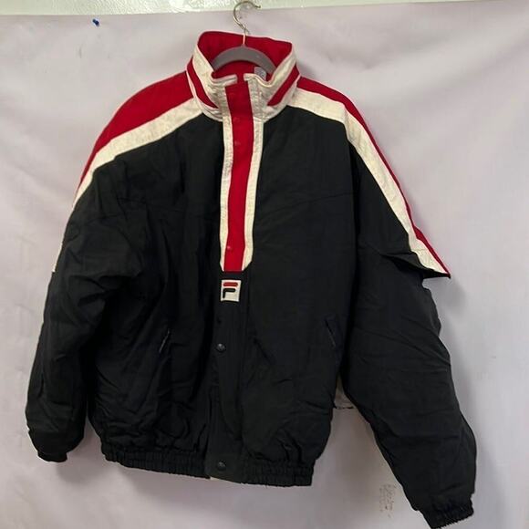 FILA VINTAGE SPELL OUT COLOR BLOCK PUFFER JACKET SIZE XL - Picture 1 of 8